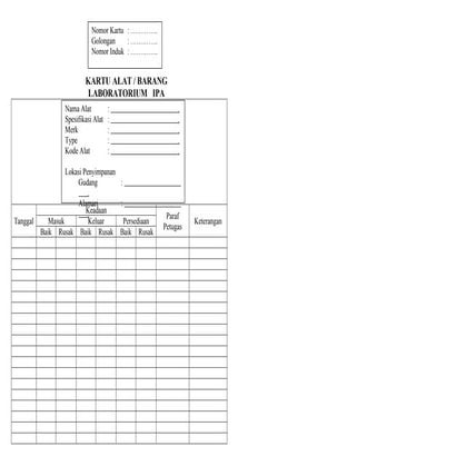 Kartu barang lab