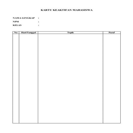 Kartu Keaktifan Mahasiswa