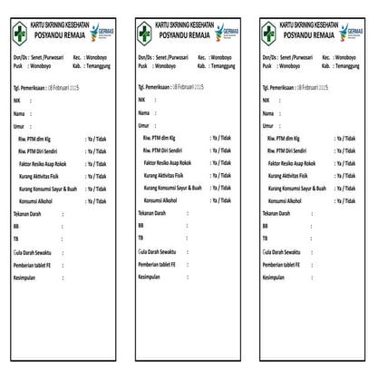 Comprehensive Health Screening Card for Adolescent Posyandu in ...