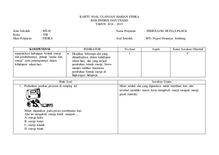 Soal usaha dan energi smp