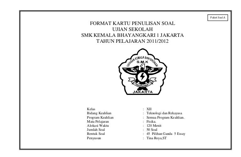 Kartu Soal Fisika A 2011 2012 Kartu Soal Fisika A 2011 2012