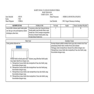 Kartu soal tekanan HISBULLOH HUDA