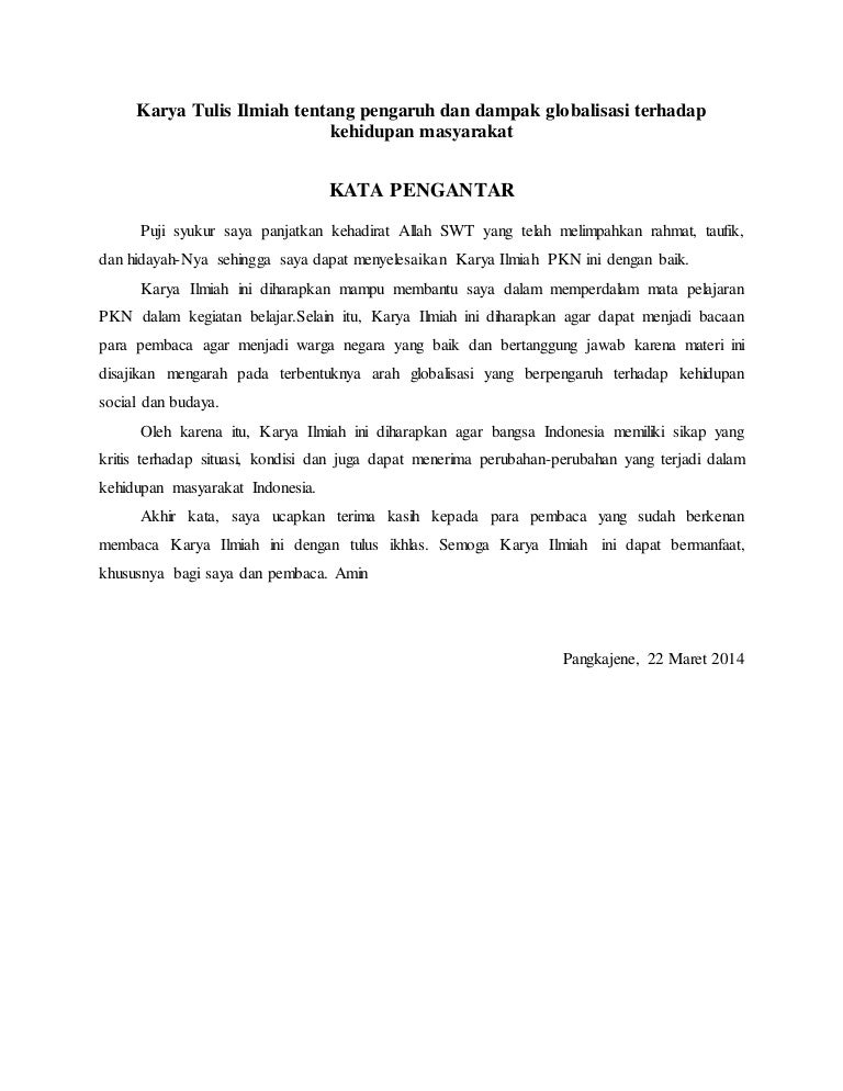 Karya Tulis Ilmiah Tentang Pengaruh Dan Dampak Globalisasi Terhadap K Karya Tulis Ilmiah Tentang Pengaruh Dan Dampak Globalisasi Terhadap K