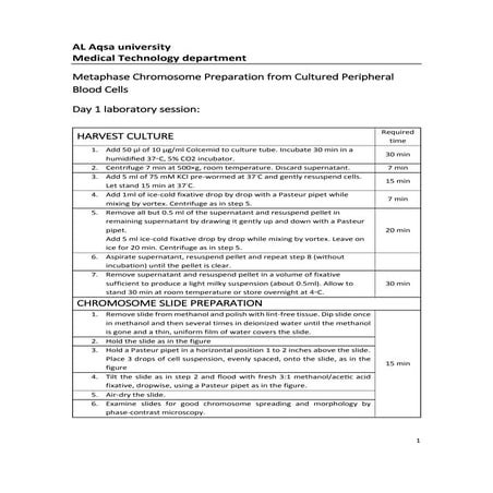 Karyotyping 1st day short protocol وراثة عملي 