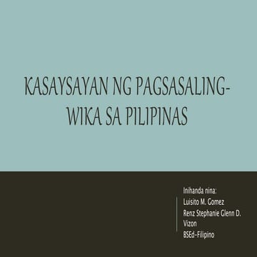 Kasaysayan ng pagsasaling wika sa pilipinas