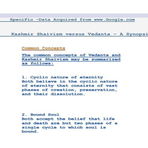 Kashmir shaivism versus vedanta – a synopsis