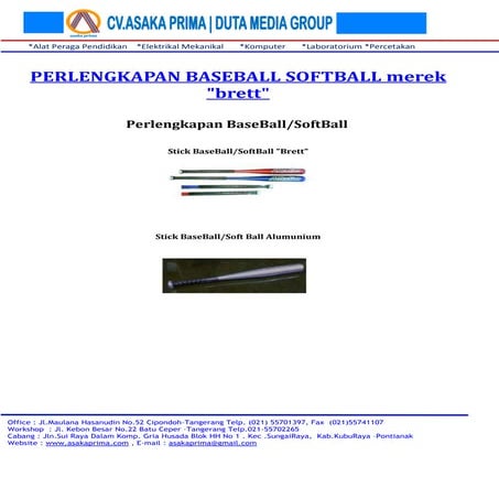 Katalog perlengkapan baseball softball ~ BASE BALL ~ SOFTBALL DAK SMA SMK 2014