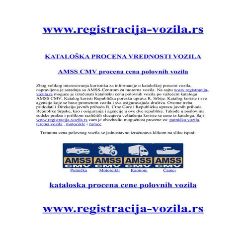 Kataloska procena cene polovnih vozila | DOC