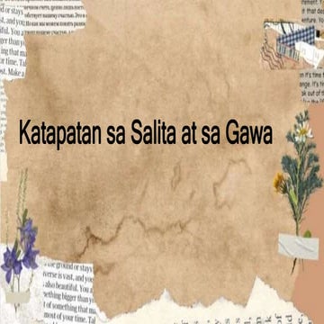 Katapatan sa Salita at sa Gawa- ESP8 DEPED