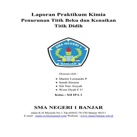 Laporan Praktikum Kimia Penurunan Titik Beku dan Kenaikan Titik Didih