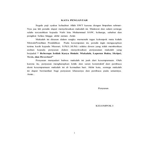 Contoh Kata Pengantar dalam Tugas Akhir