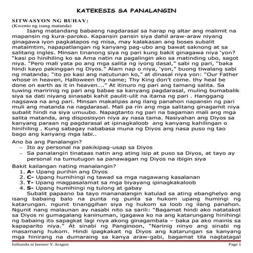 Katekesis sa panalangin