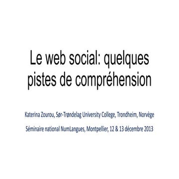 Le web social: quelques pistes de compréhension