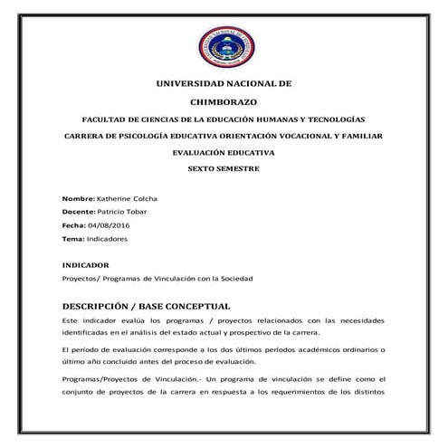 Katerin colcha indicadores