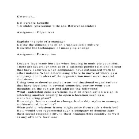 Katetotur...Deliverable Length  4-6 slides (excluding Title a.docx