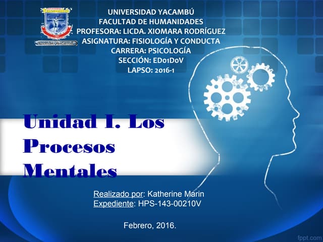 Los Procesos Mentales. Unidad I (Tarea 2).