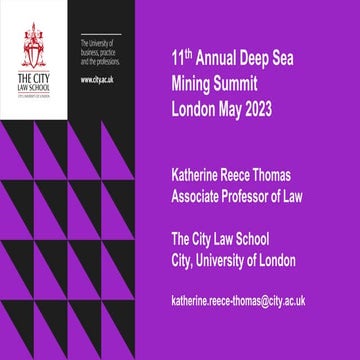 RECENT DEVELOPMENTS IN THE REGULATION OF DEEP SEABED MINING | PDF