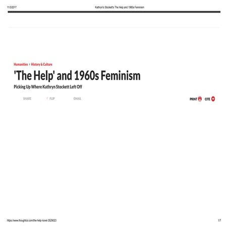 Kathryn's stockett's the help and 1960s feminism
