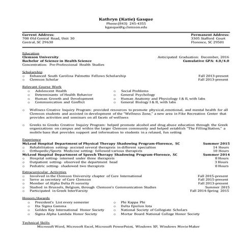 Katie gasque resume without references