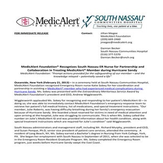 MedicAlert Foundation Recognizes So...