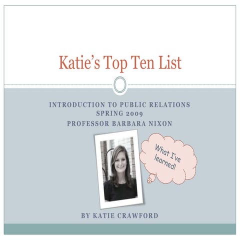 Katie’s Top Ten List