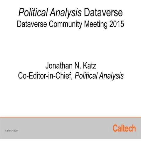 Political Analysis Dataverse by Jonathan N. Katz