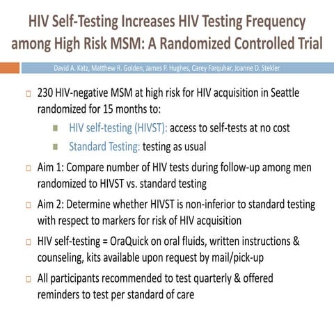 HIV self-testing increases HIV testing frequency among high risk MSM: a rando...