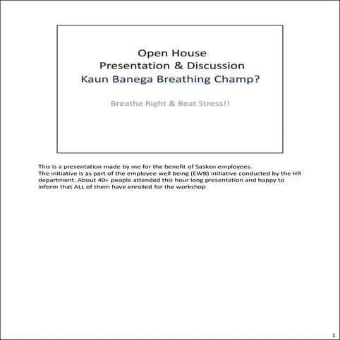 Breathe Right and Beat Stress - Workshop