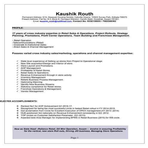 Kaushik routh resume