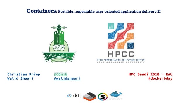Containers - Portable, repeatable user-oriented application delivery. Build, ...