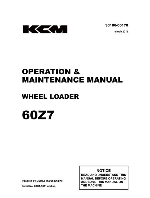 Kawasaki 45 zv 2 wheel loader operation and maintenance manual 