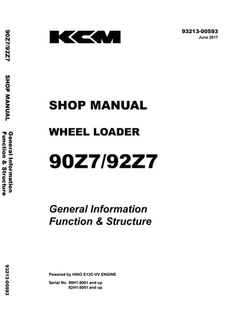 Kawasaki 90 z7 wheel loader service repair manual | PDF
