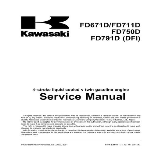 Kawasaki fh680 d 4 stroke air-cooled v-twin gasoline engine service ...