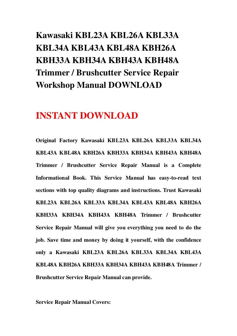 Kawasaki KBL23A KBL26A KBL33A KBL34A KBL43A KBL48A KBH26A KBH33A KBH3…