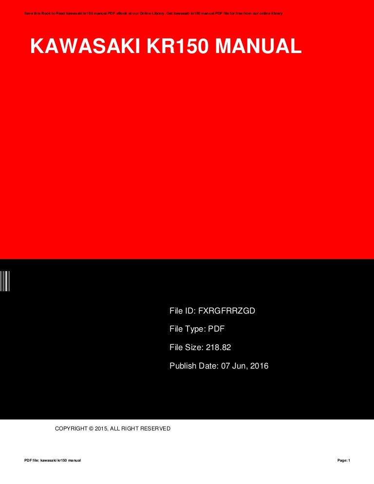 Kawasaki kr150 manual
