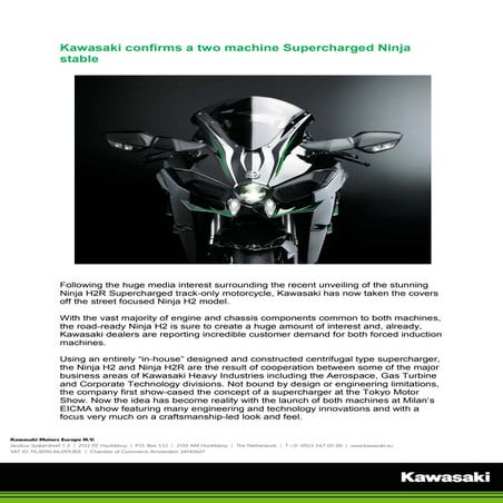 Kawasaki Ninja H2 press release