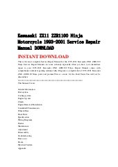 kawasaki zx11 zzr1100 ninja motorcycle 1993 2001 service repair manua