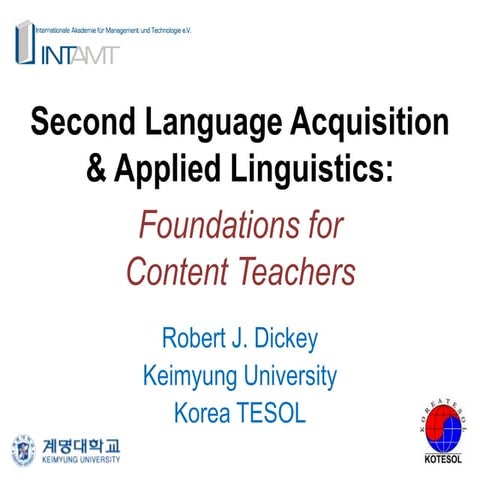 Second Language Acquisition & Applied Linguistics for session with Kazakh teachers of Science