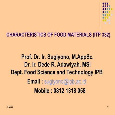 Fruits- characteristics of food material