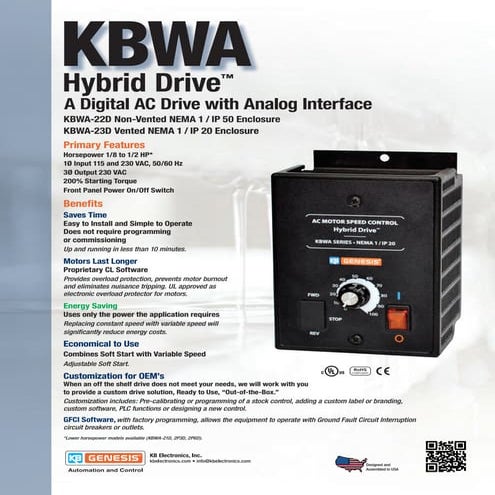 KBWA AC Drive Sales Sheet