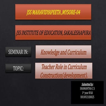 Teacher role in curriculum construction 