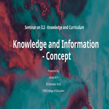 Bachelor of Education: Knowledge and Information