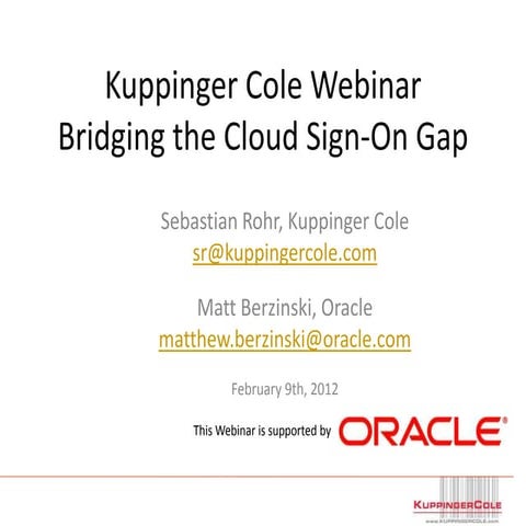 Bridging the Cloud Sign-On Gap