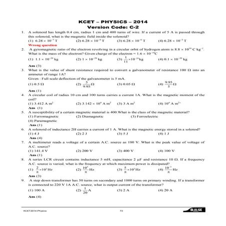 Kcet Physics 2014 Set c-2
