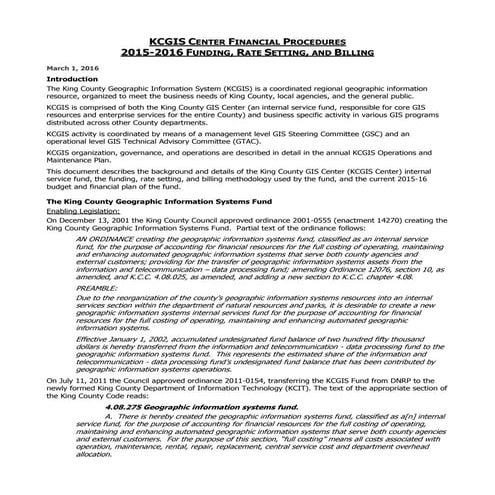 King County GIS Funding and Billing Procedures 2015-2016