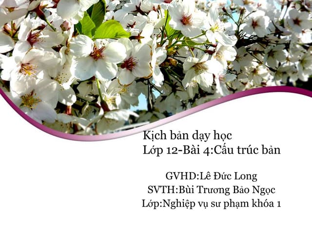 Kịch bản dạy học lớp 12 -chương 2-bài 4 :Cấu trúc bảng 