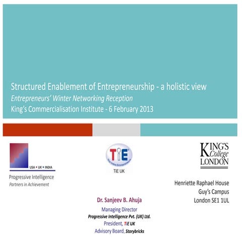 Keynote - King's College London Entrepreneurship Reception (6 Feb 2013)