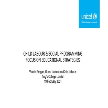 Child Labour & Social Programming | Focus on Educational Strategies