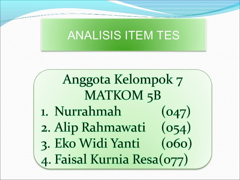 Analisis Item Tes