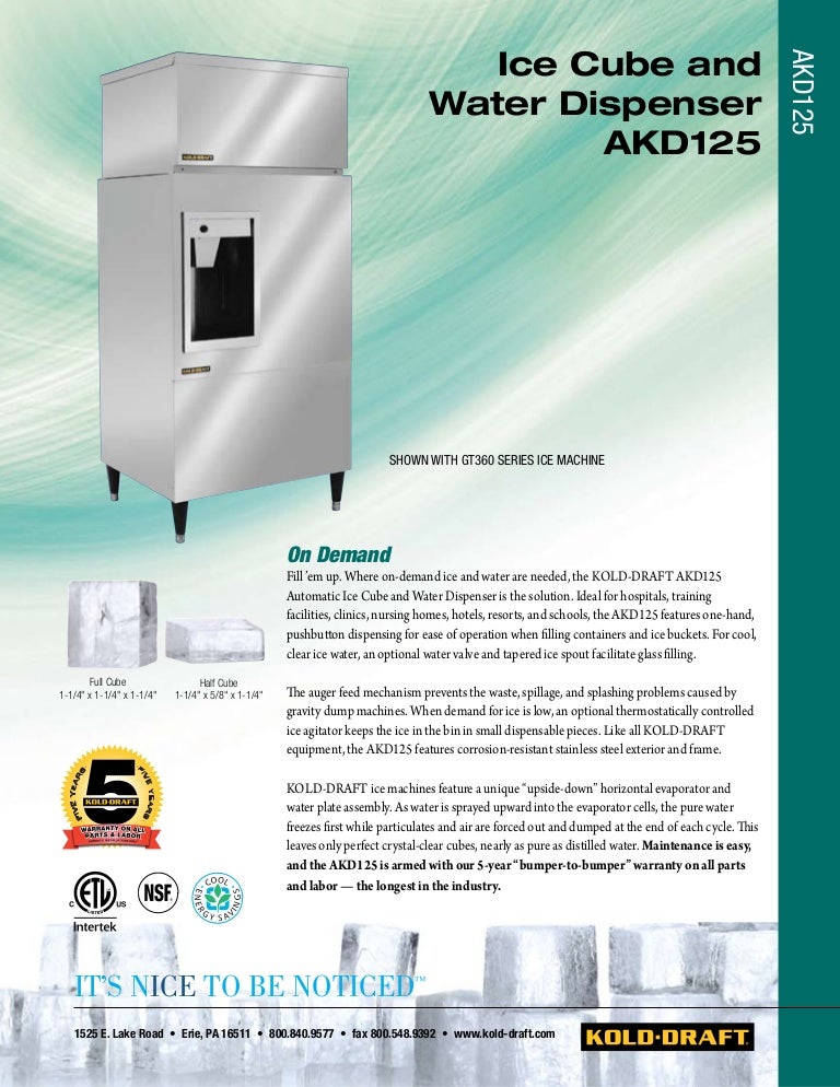 AKD125 KOLDDRAFT Commercial Ice Machines